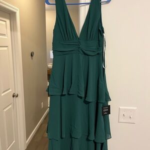 Lulu's Emerald Green Sleeveless Tiered Mini Dress